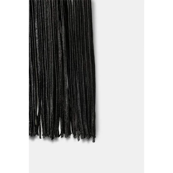 ZARA STRETCH LONG DRESS WITH FRINGING - Picture 11 of 12